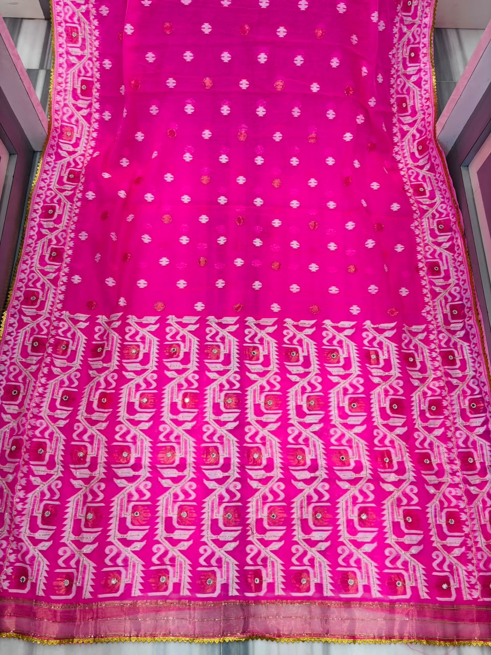 Sonar Alo  Katdana Jamdani Saree(Dark Golapi)