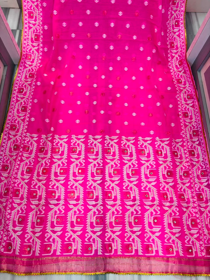 Sonar Alo  Katdana Jamdani Saree(Dark Golapi)