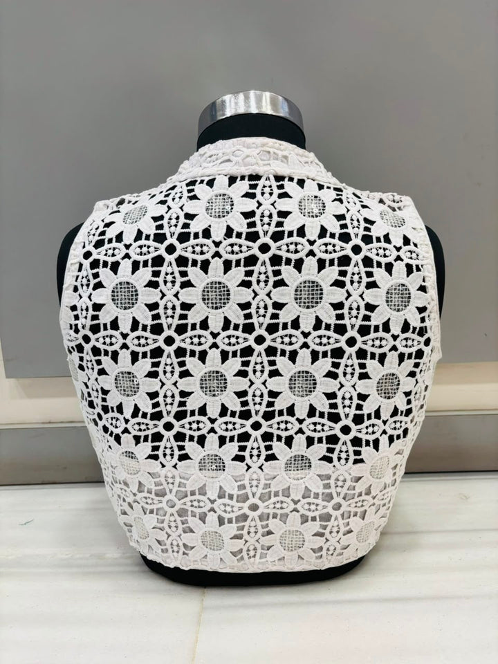 Reverie White Crochet  Blouse