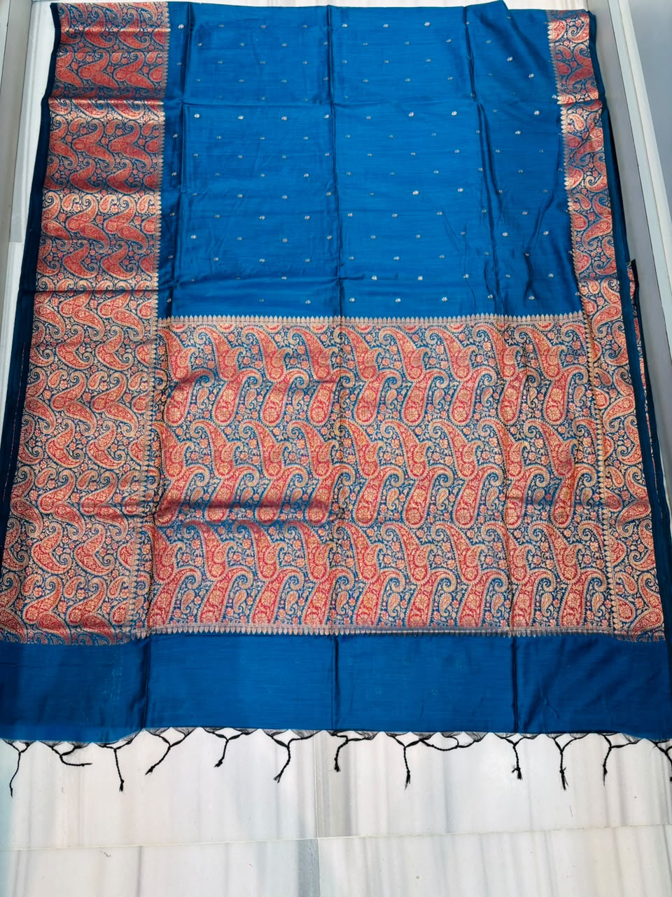 The Sovereign Scarlet Banarasi Muga Katan Silk Saree