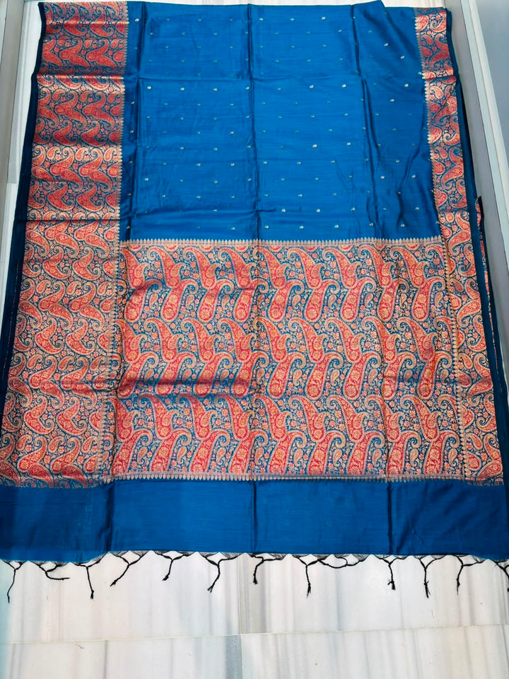 The Sovereign Scarlet Banarasi Muga Katan Silk Saree
