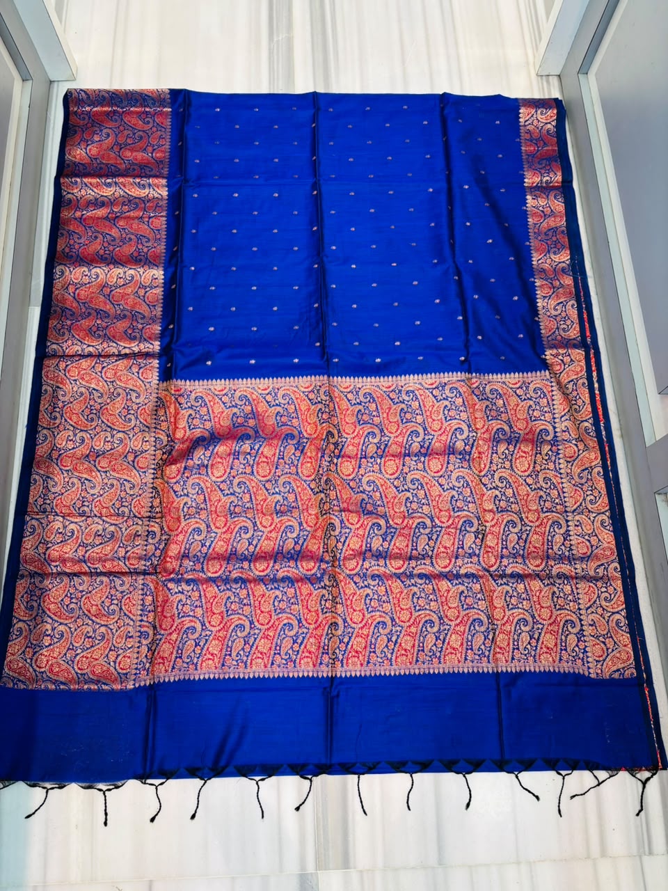 The Sovereign Scarlet Banarasi Muga Katan Silk Saree