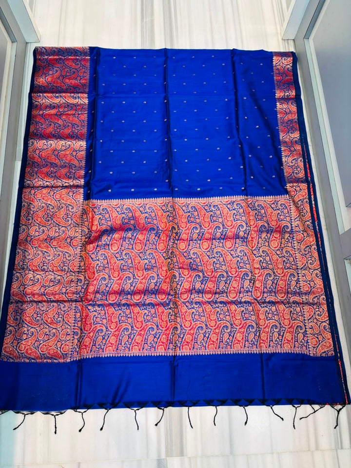 The Sovereign Scarlet Banarasi Muga Katan Silk Saree
