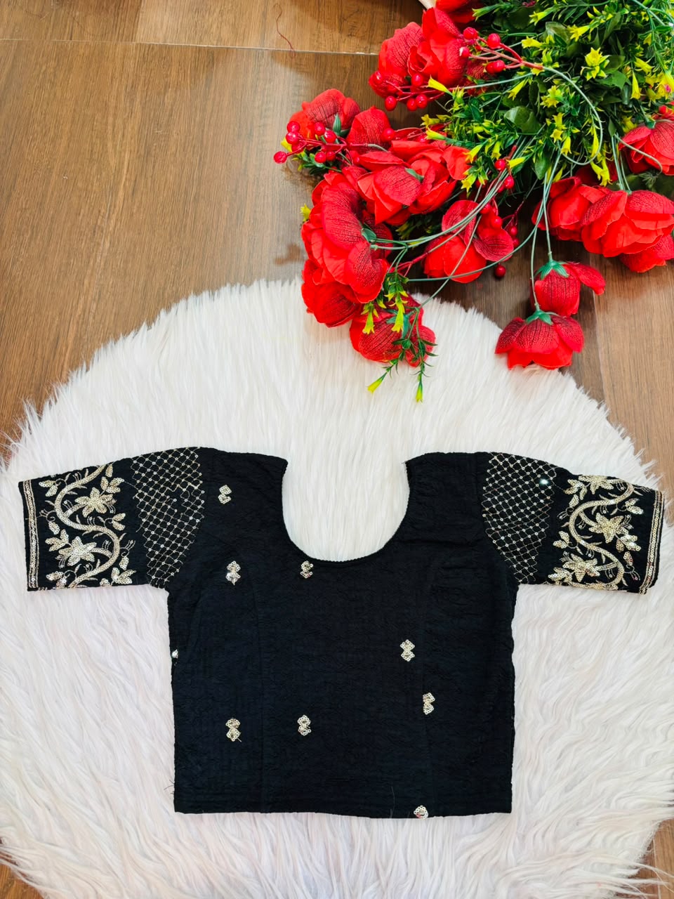 Black Opulence Stretchable Knitted Blouse