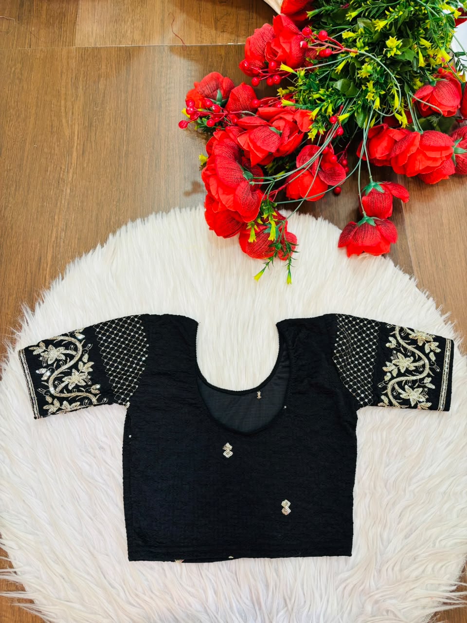 Black Opulence Stretchable Knitted Blouse