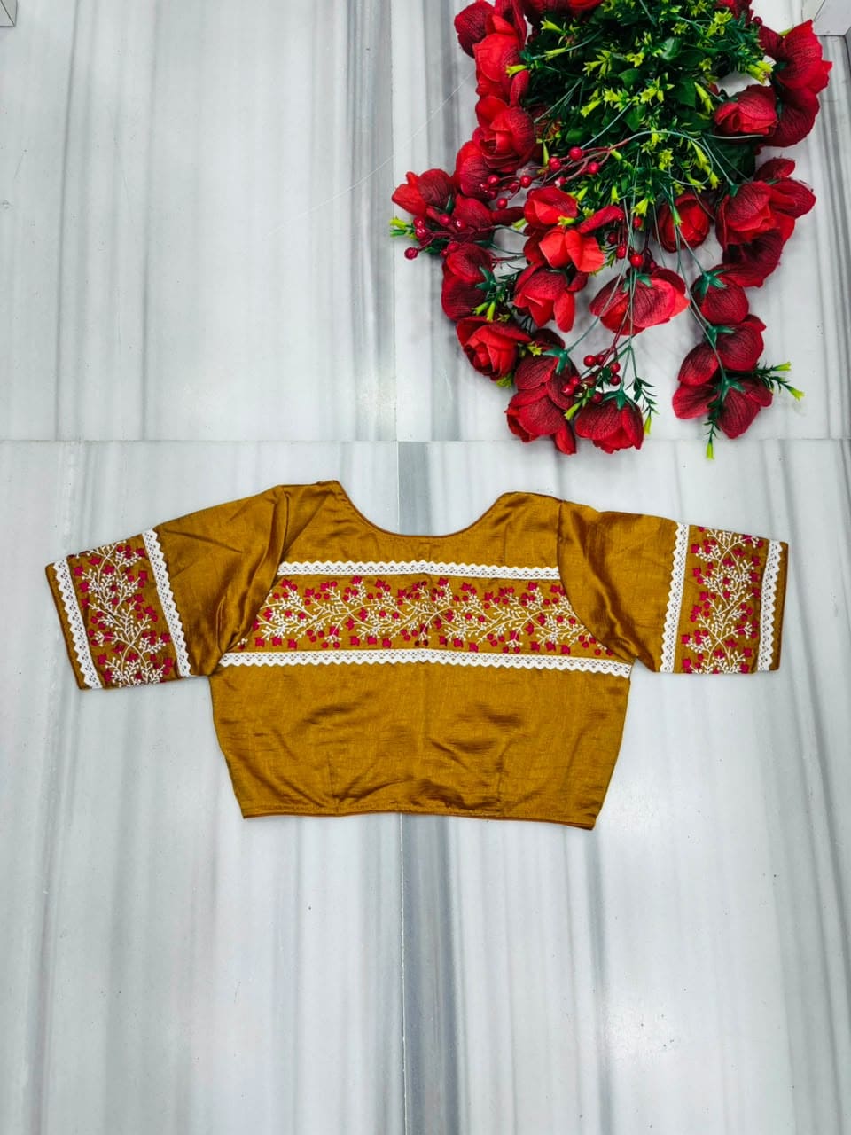 A Memory Woven in Flowers – Embroidered & Lace Work Blouse