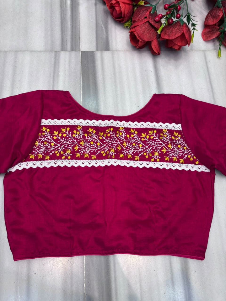 A Memory Woven in Flowers – Embroidered & Lace Work Blouse