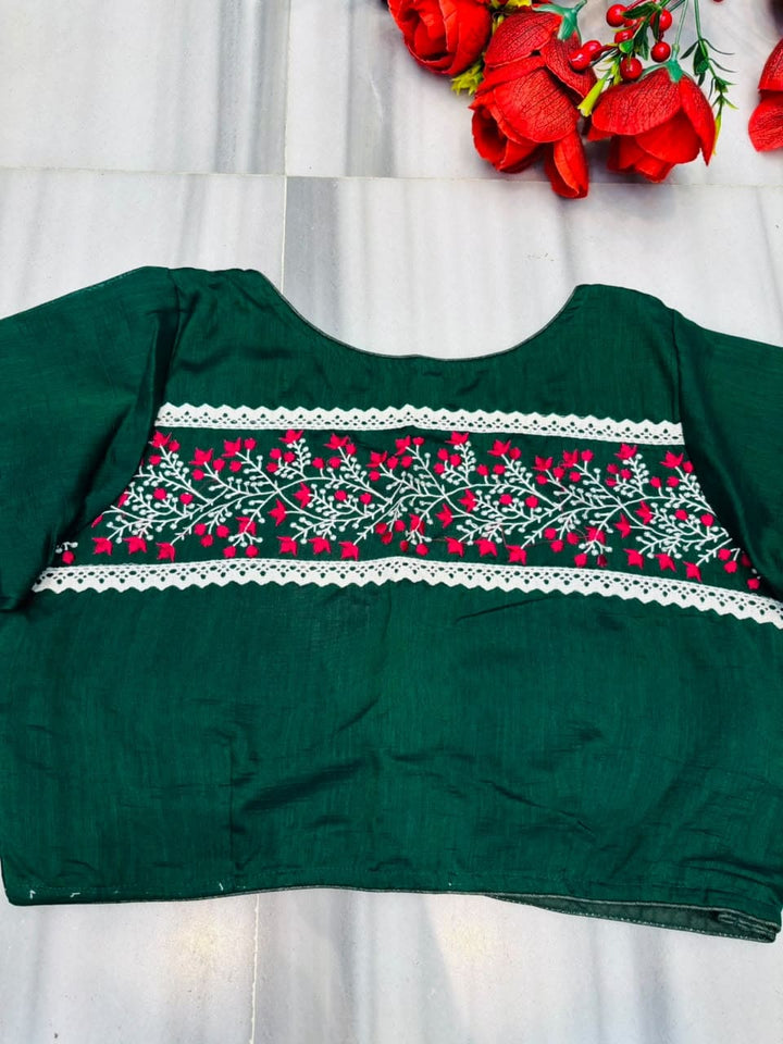A Memory Woven in Flowers – Embroidered & Lace Work Blouse