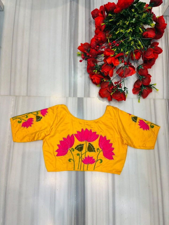 Shantimaya - Lotus Appliqué Katdana Designer Blouse