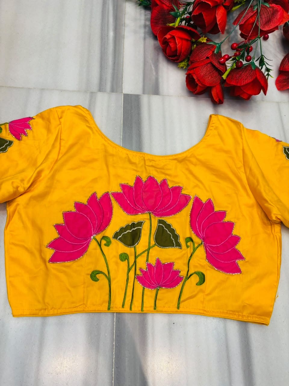 Shantimaya - Lotus Appliqué Katdana Designer Blouse