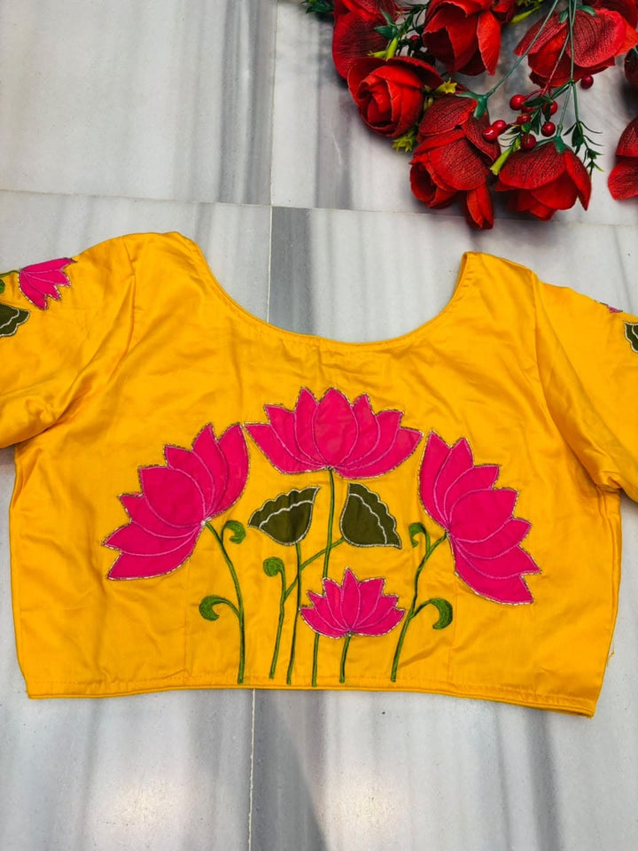 Shantimaya - Lotus Appliqué Katdana Designer Blouse