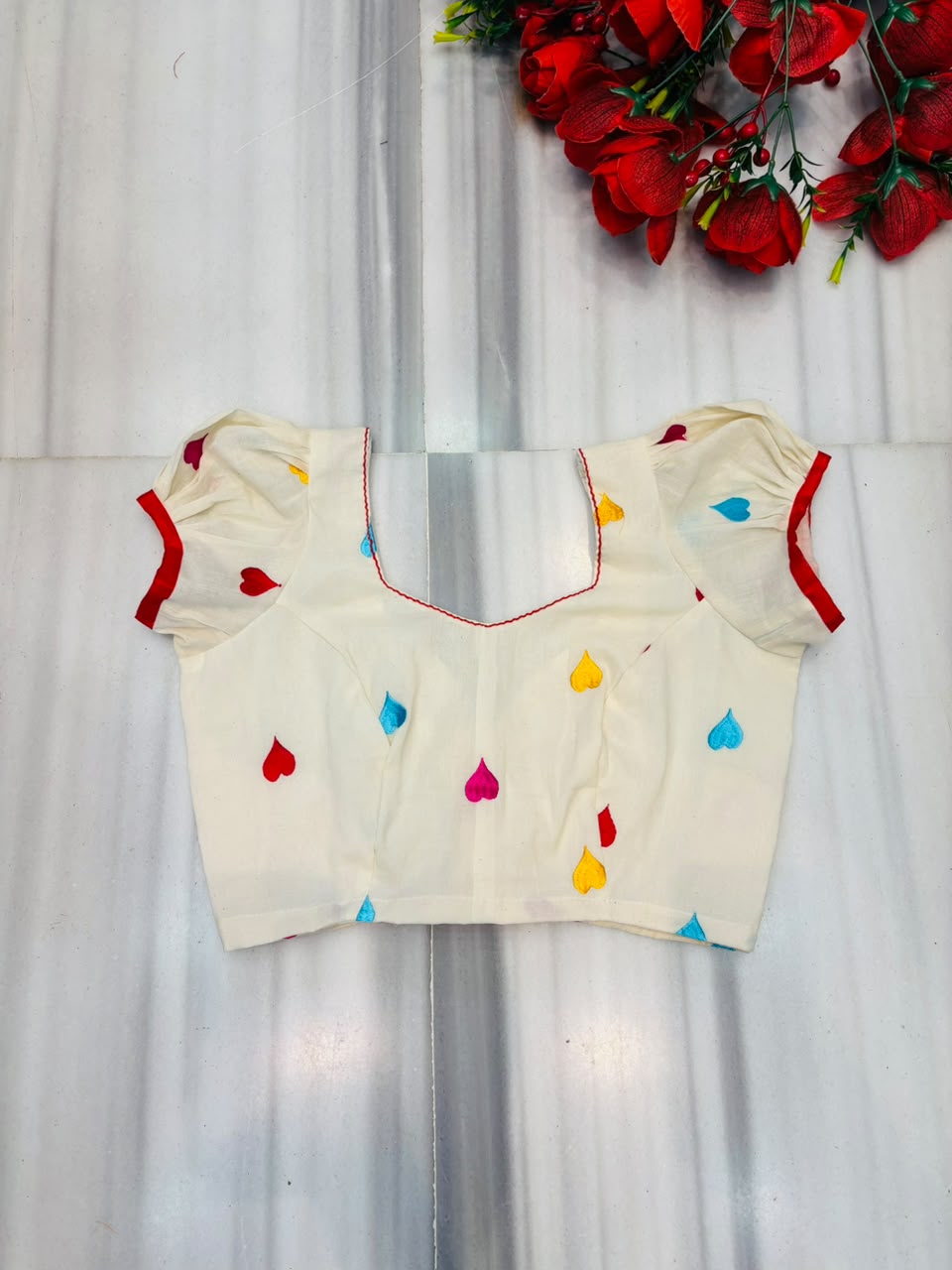 Lovey Dovey- Heart Embroidery Designer Blouse