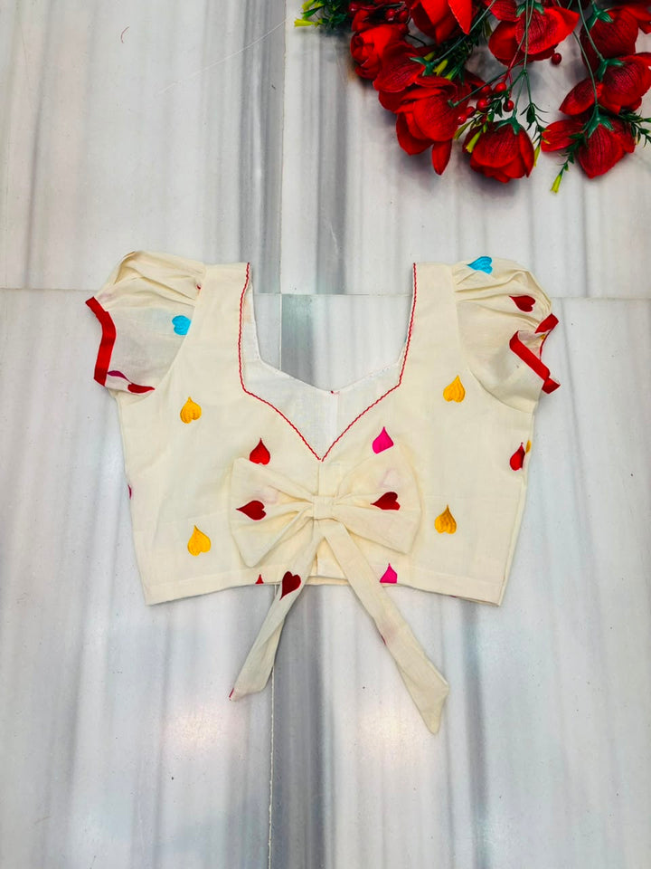 Lovey Dovey- Heart Embroidery Designer Blouse