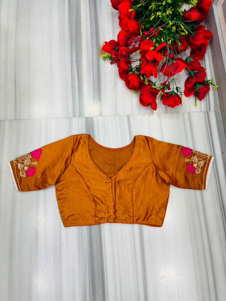 Lotus Of Peace Vichitra Silk Embroidery Blouse