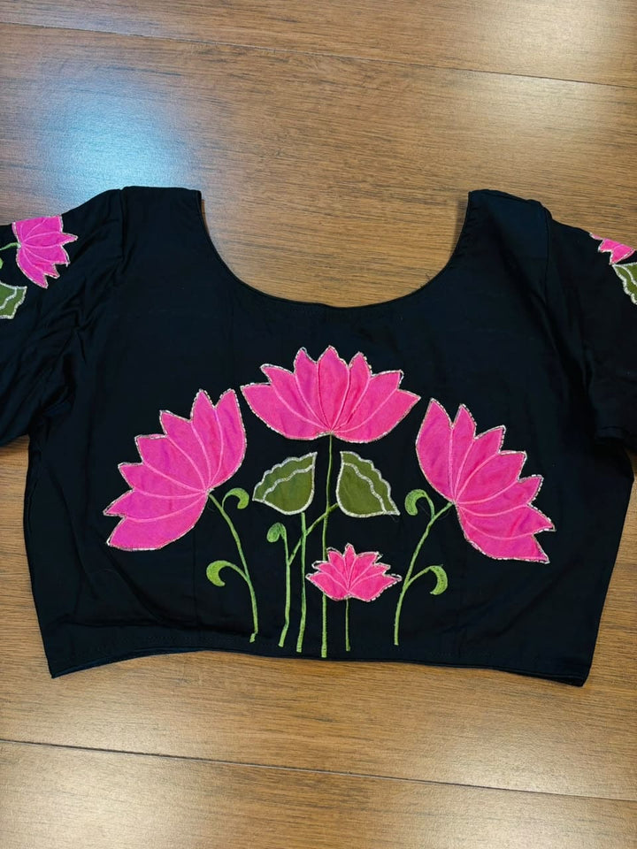 Shantimaya - Lotus Appliqué Katdana Designer Blouse