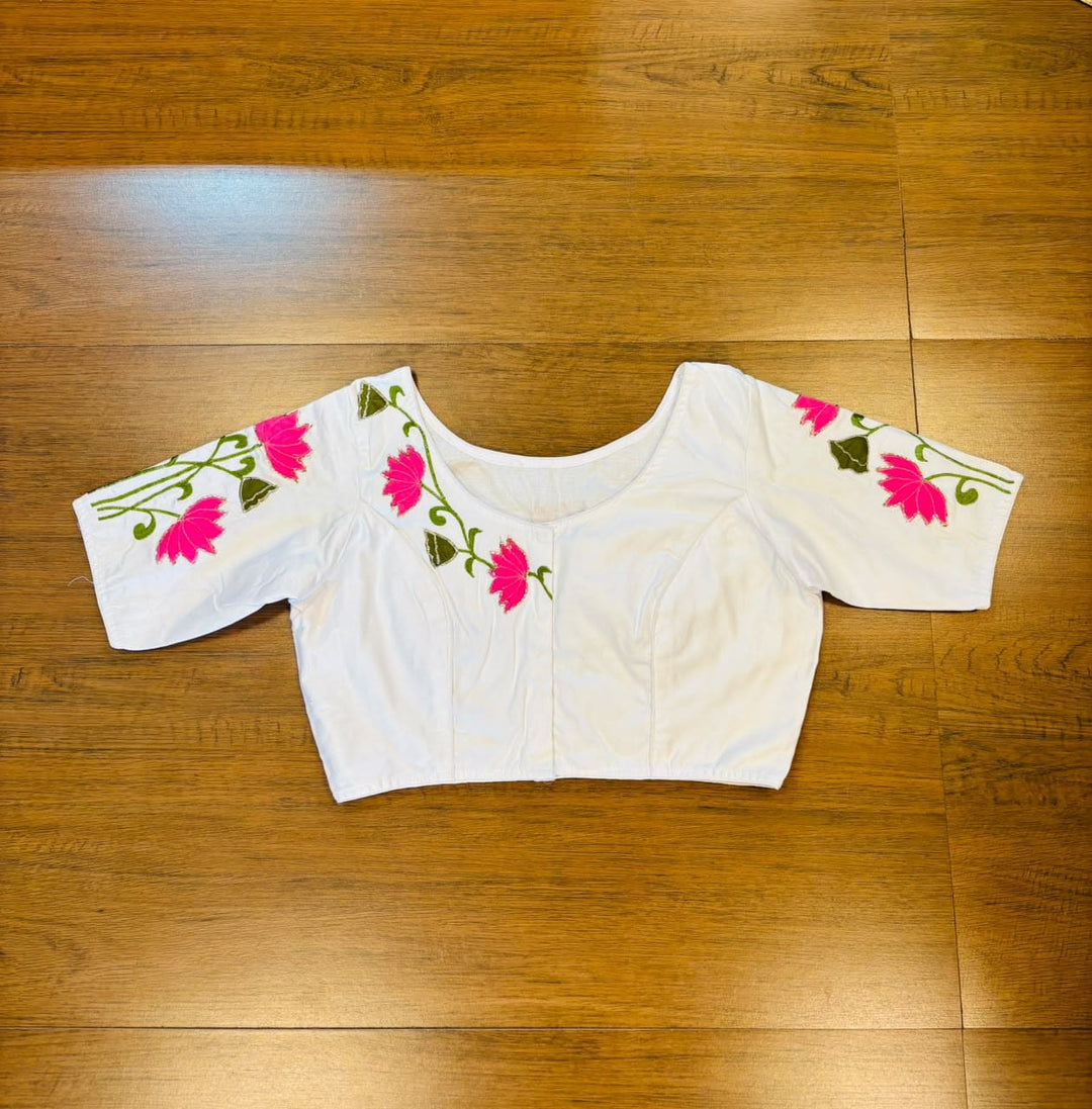 Shantimaya - Lotus Appliqué Katdana Designer Blouse