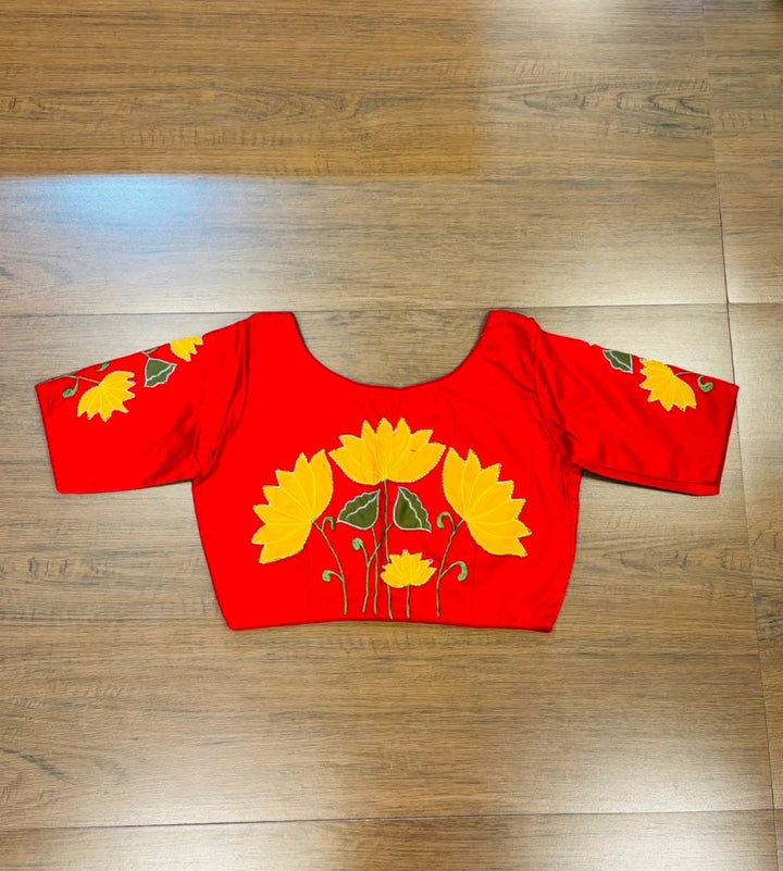 Shantimaya - Lotus Appliqué Katdana Designer Blouse