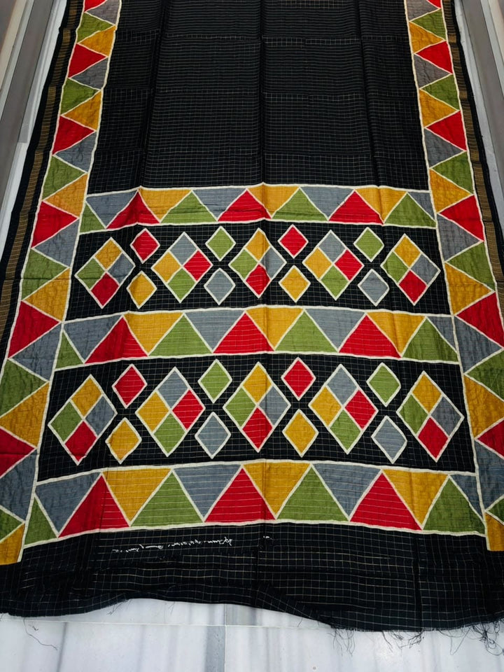 Rang Remix – Semi Matka Silk Multicolour Geometric Print Saree