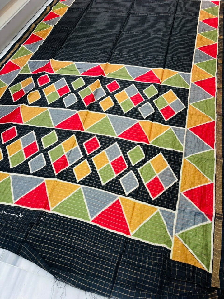 Rang Remix – Semi Matka Silk Multicolour Geometric Print Saree