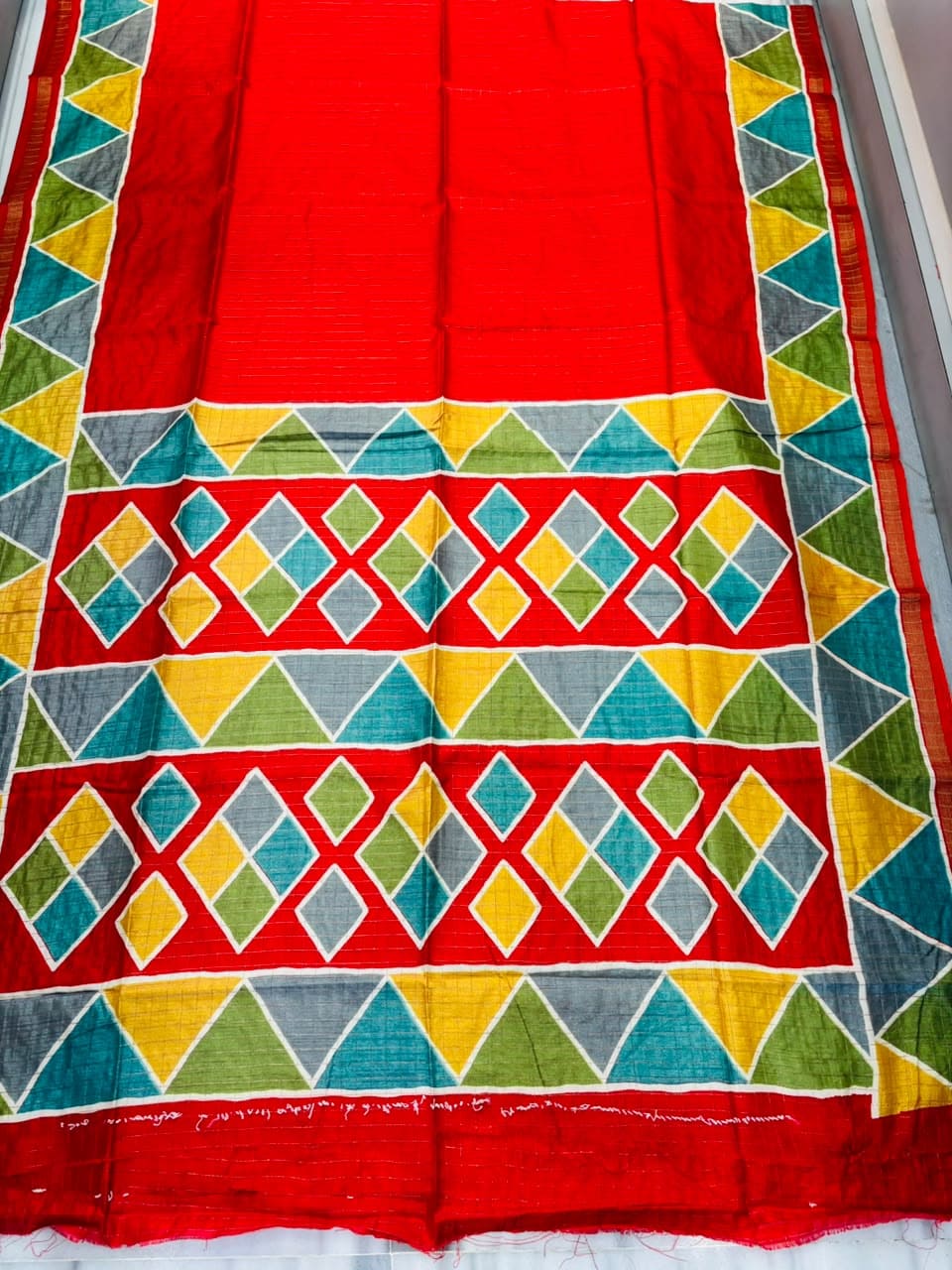 Rang Remix – Semi Matka Silk Multicolour Geometric Print Saree
