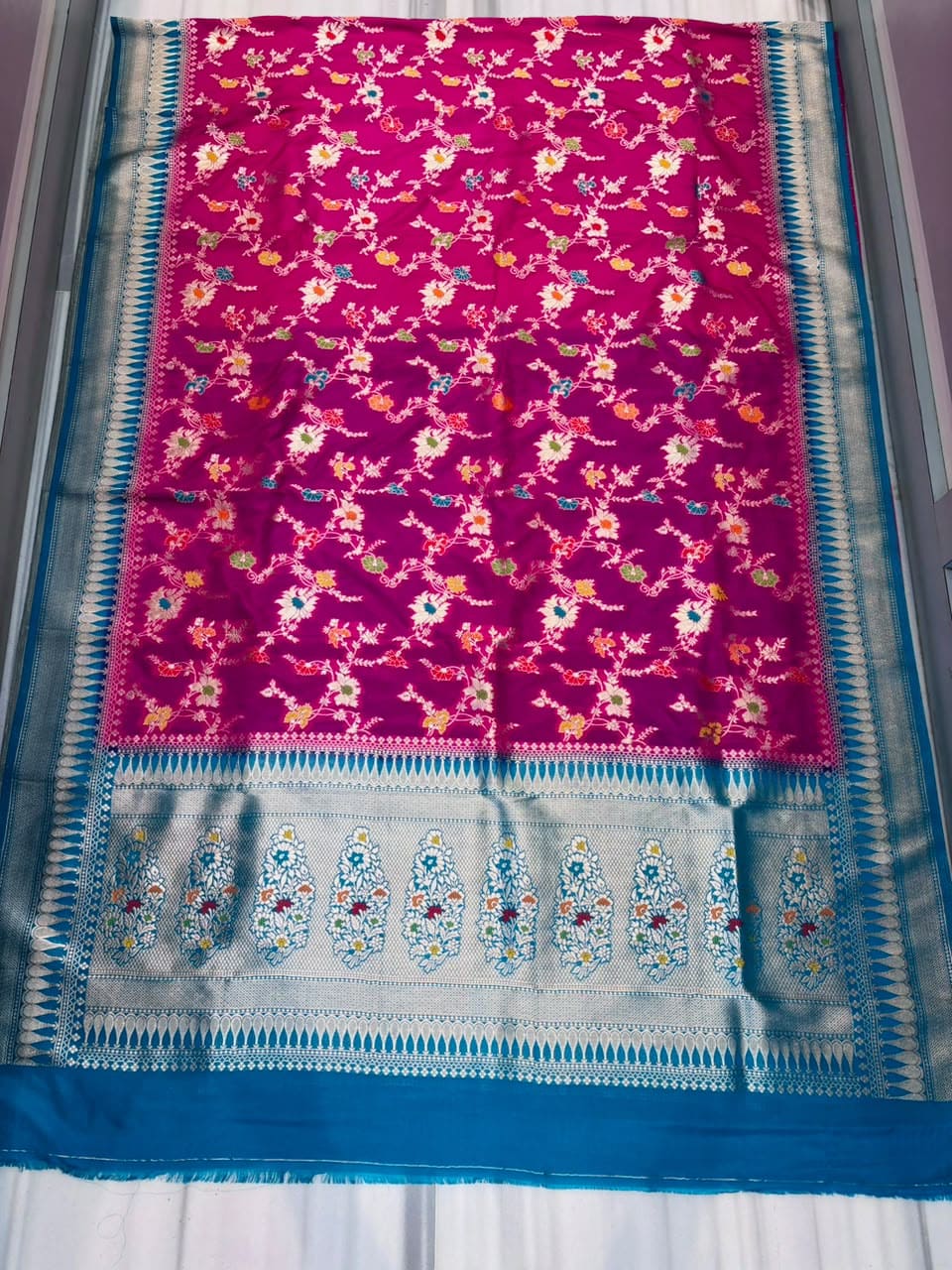 Woven Into Forever – Crepe Georgette Banarasi Saree (Semi) with Zari Minakari Work