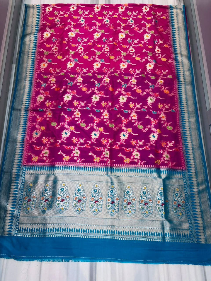 Woven Into Forever – Crepe Georgette Banarasi Saree (Semi) with Zari Minakari Work