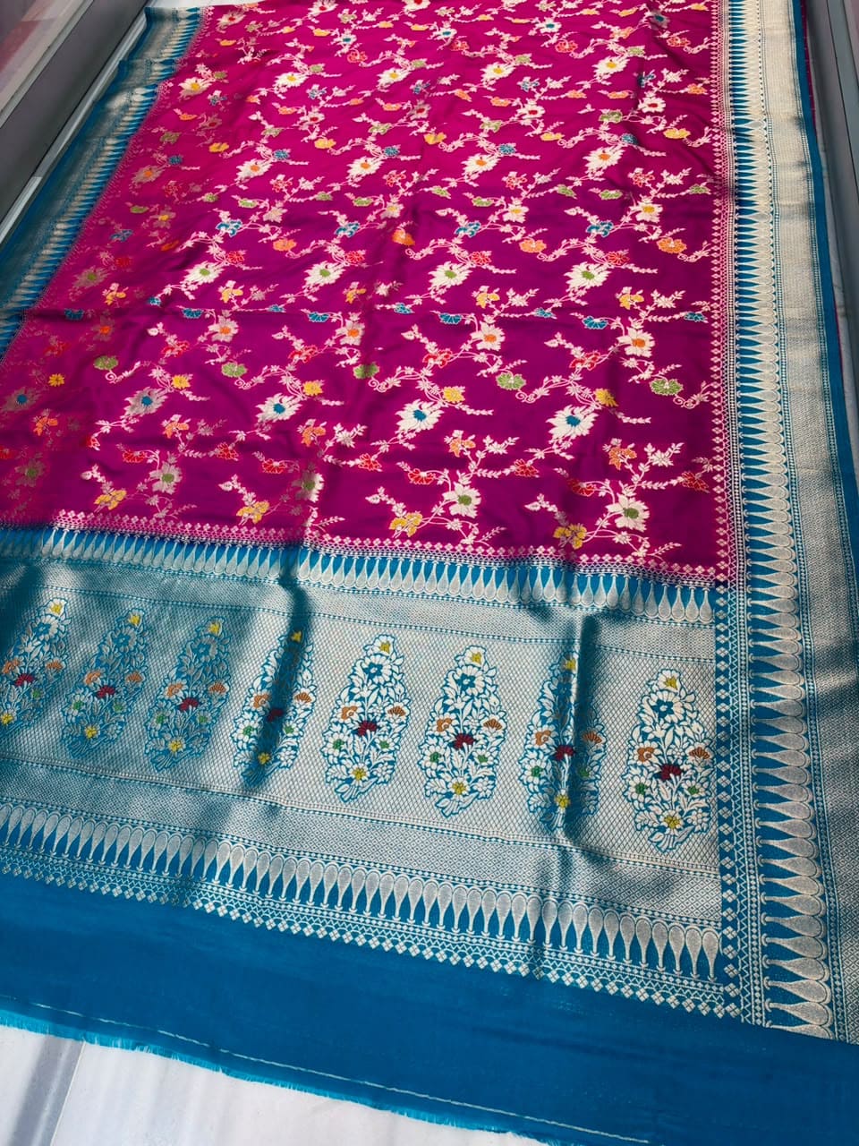Woven Into Forever – Crepe Georgette Banarasi Saree (Semi) with Zari Minakari Work