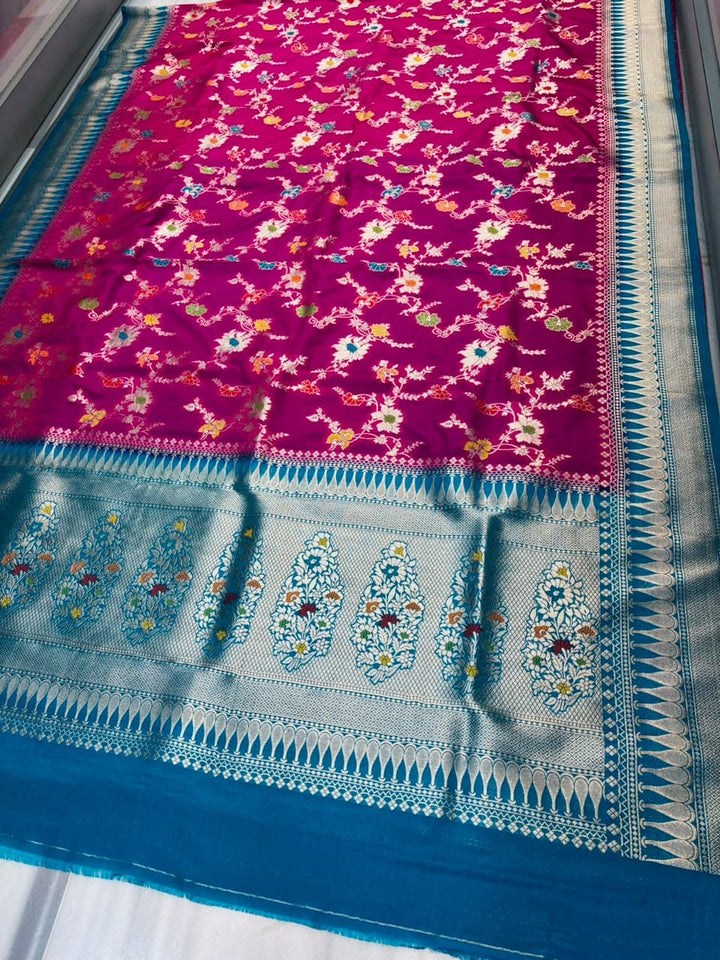 Woven Into Forever – Crepe Georgette Banarasi Saree (Semi) with Zari Minakari Work