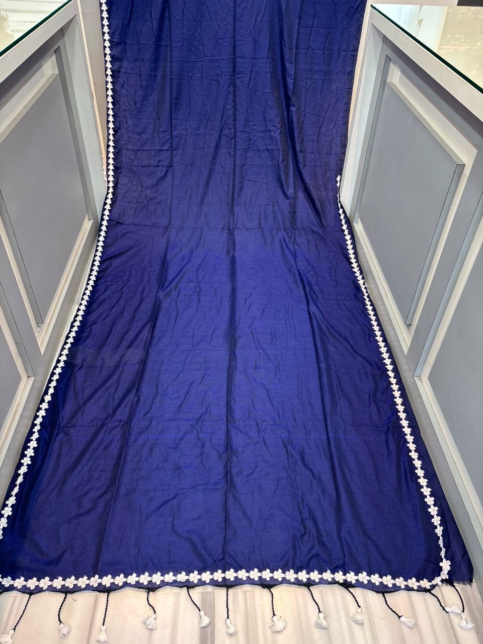 Meghanjali (মেঘাঞ্জলি)  Khadi Cotton Saree With Lace