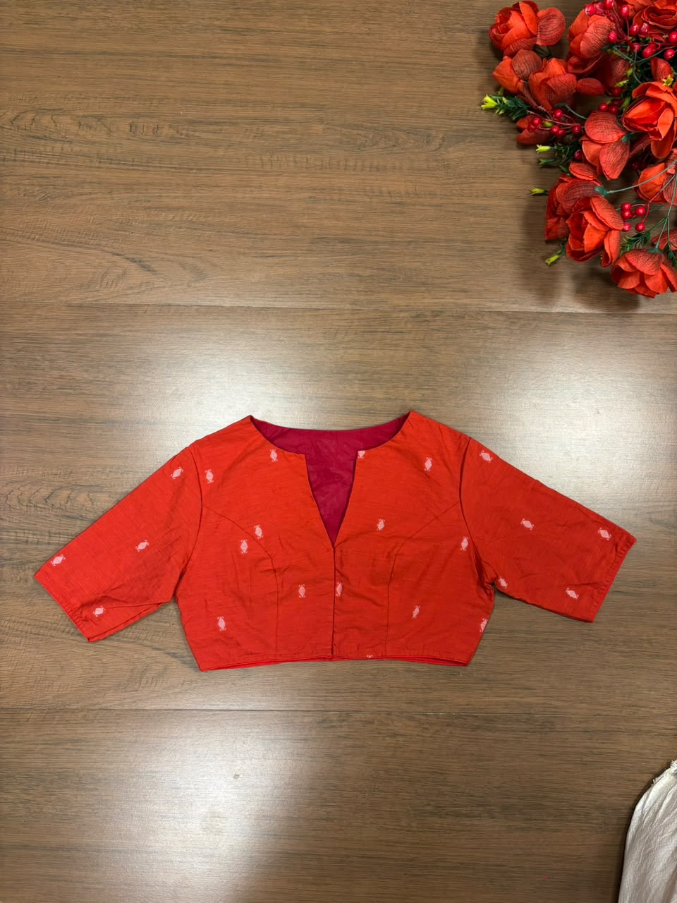 New World Grace – Jamdani Woven Punjabi Collar Blouse