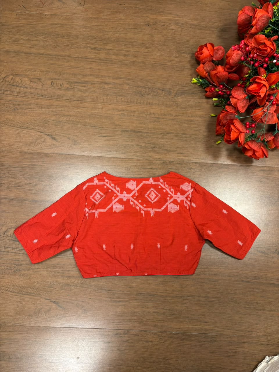 New World Grace – Jamdani Woven Punjabi Collar Blouse