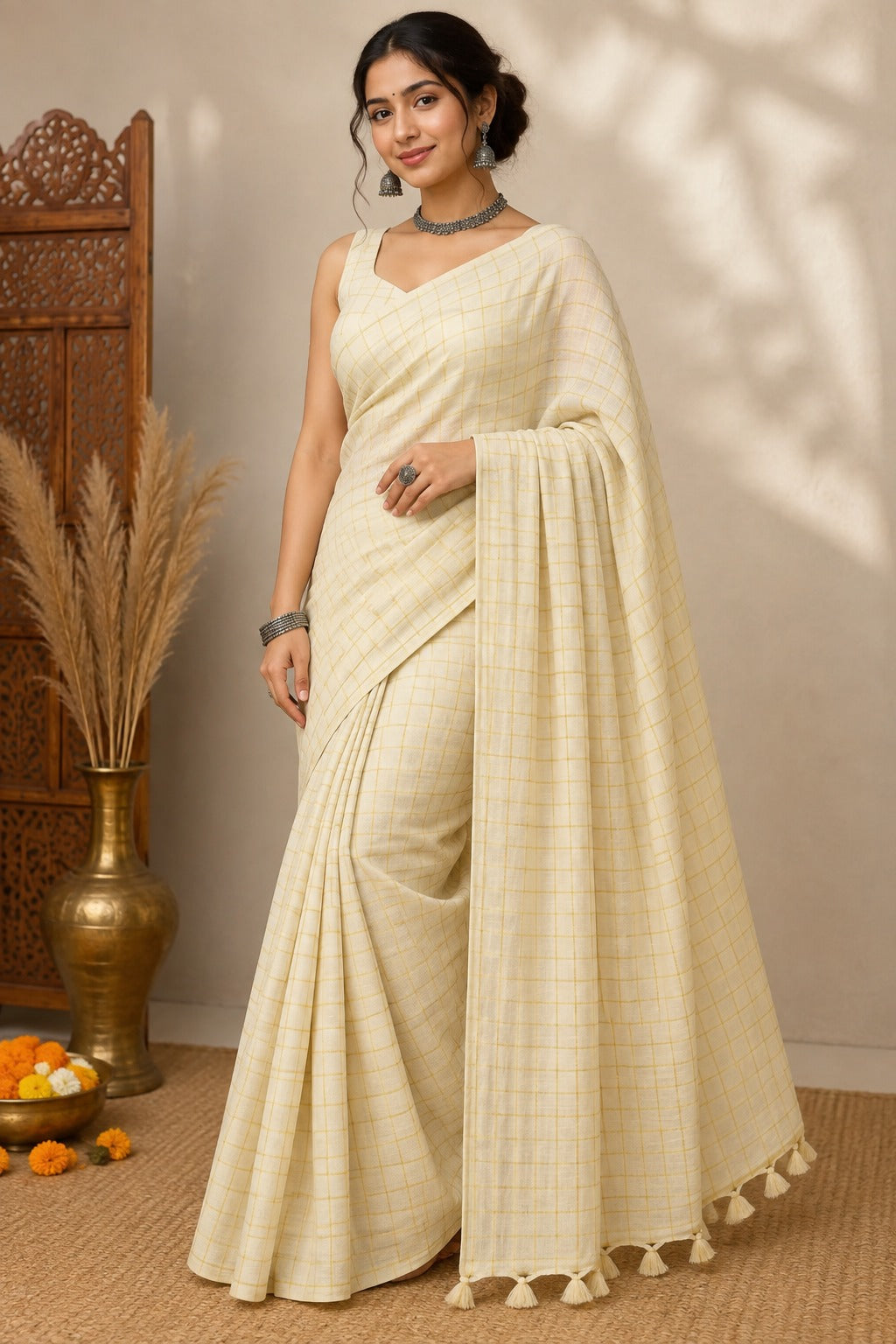 Aabha Checks – Mul Cotton Saree