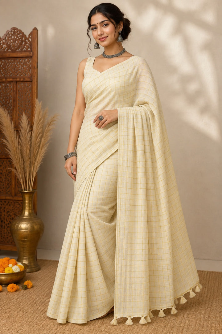 Aabha Checks – Mul Cotton Saree