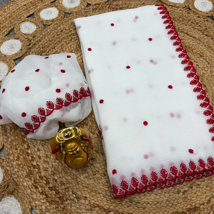 Shubhra Lalima – Durga Puja Special Saree ❤️🤍