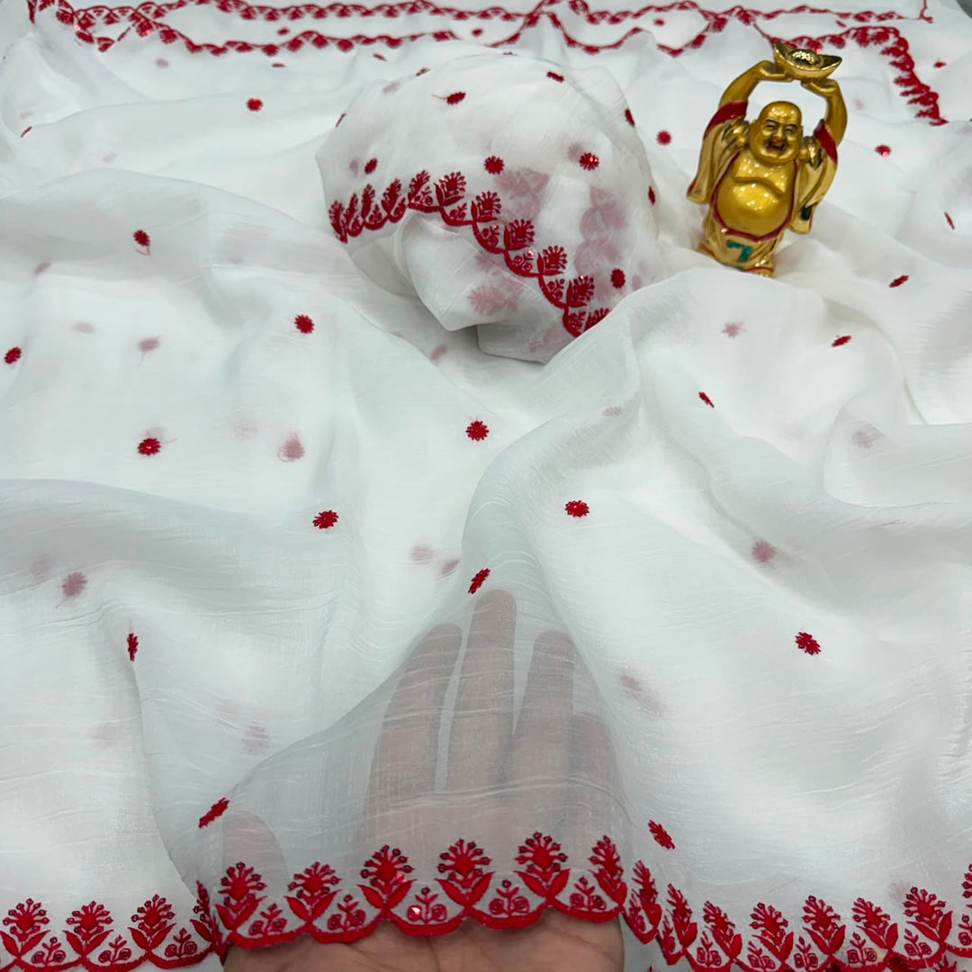 Shubhra Lalima – Durga Puja Special Saree ❤️🤍