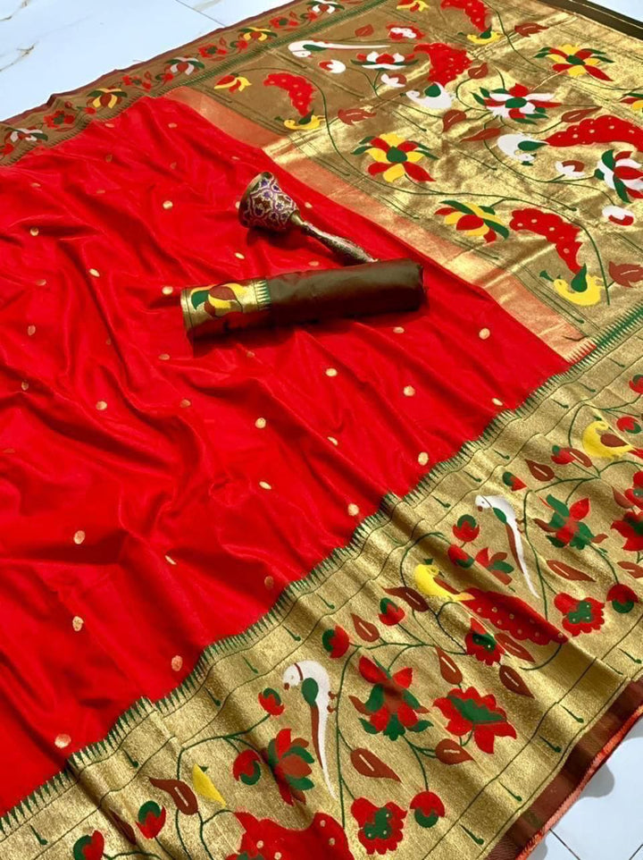 Gilded Majesty- Kanchivaram Paithani Silk (Semi) Saree