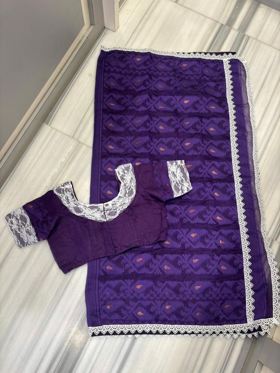 Aradhana Bengal Jamdani Saree with Blouse (Combo)