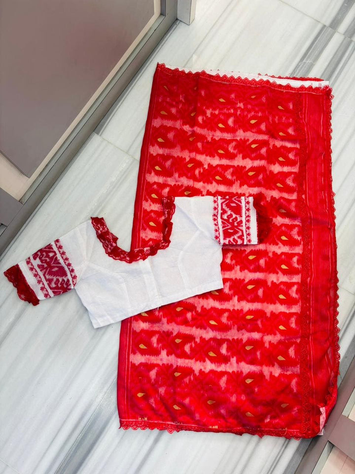 Aradhana Bengal Jamdani Saree with Blouse (Combo)