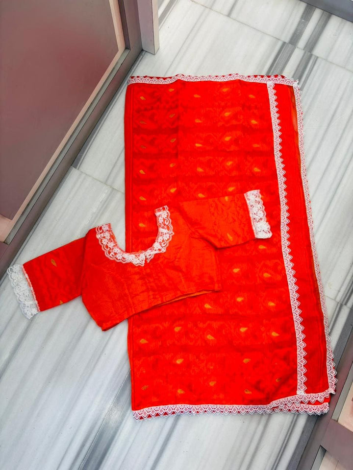 Aradhana Bengal Jamdani Saree with Blouse (Combo)