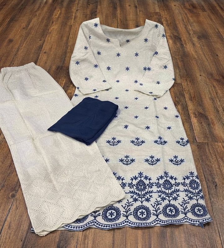 Aira Bloom- 3 Piece Cotton Kurti Set