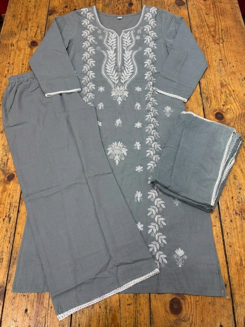 Calista Charm - Embroidered Cotton Kurti Set