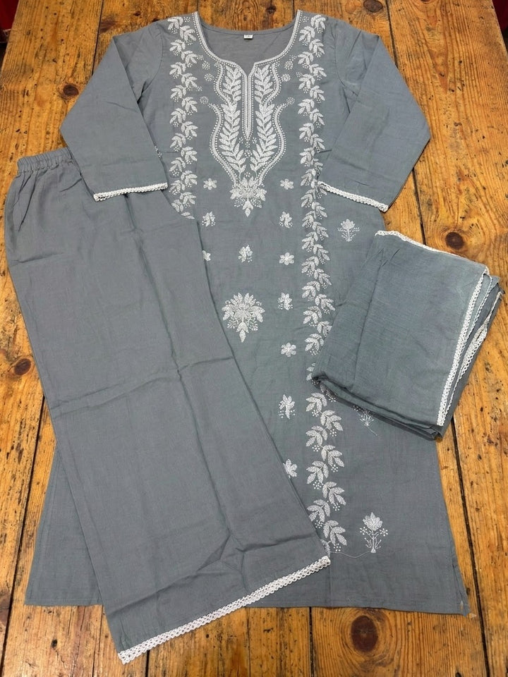 Calista Charm - Embroidered Cotton Kurti Set