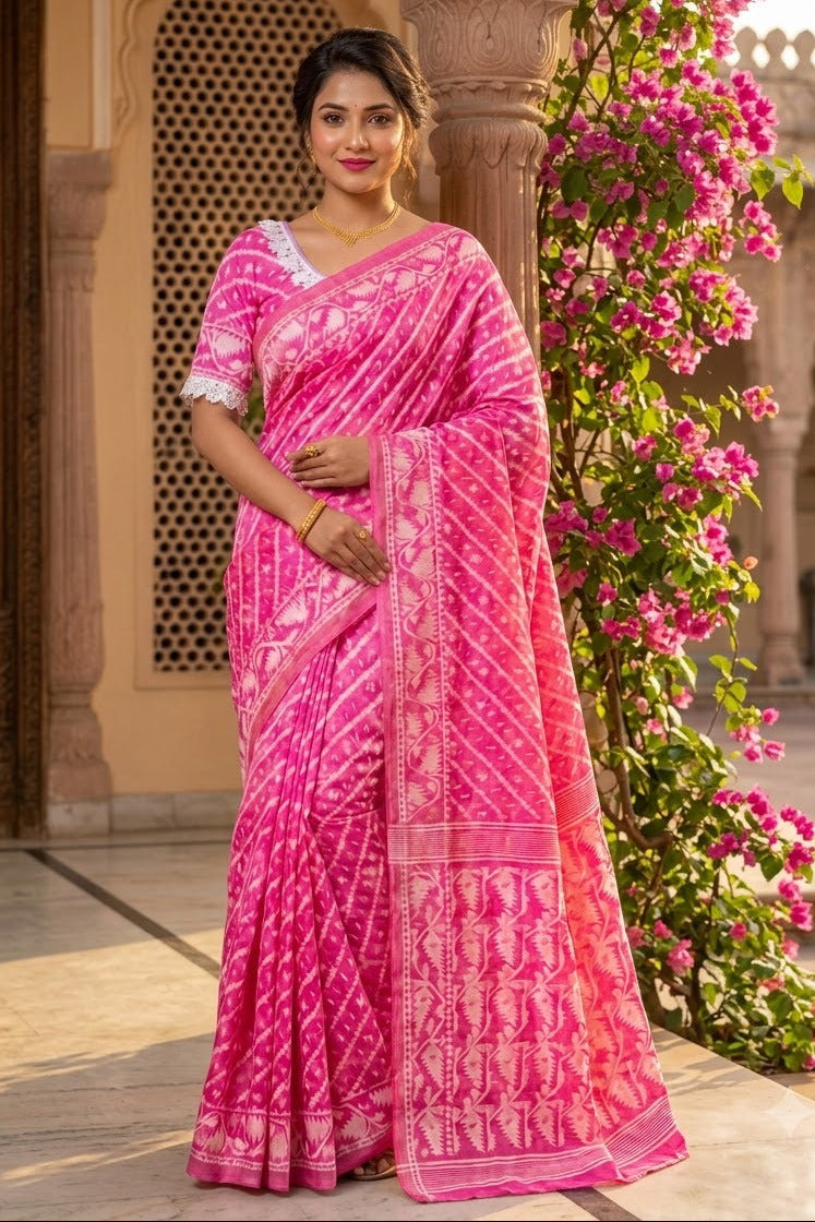 🌸 Rangmohini Bengal Jamdani Saree Set 🌸
