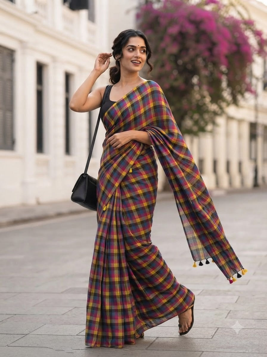 Saptaranga Khadi Cotton Saree 12
