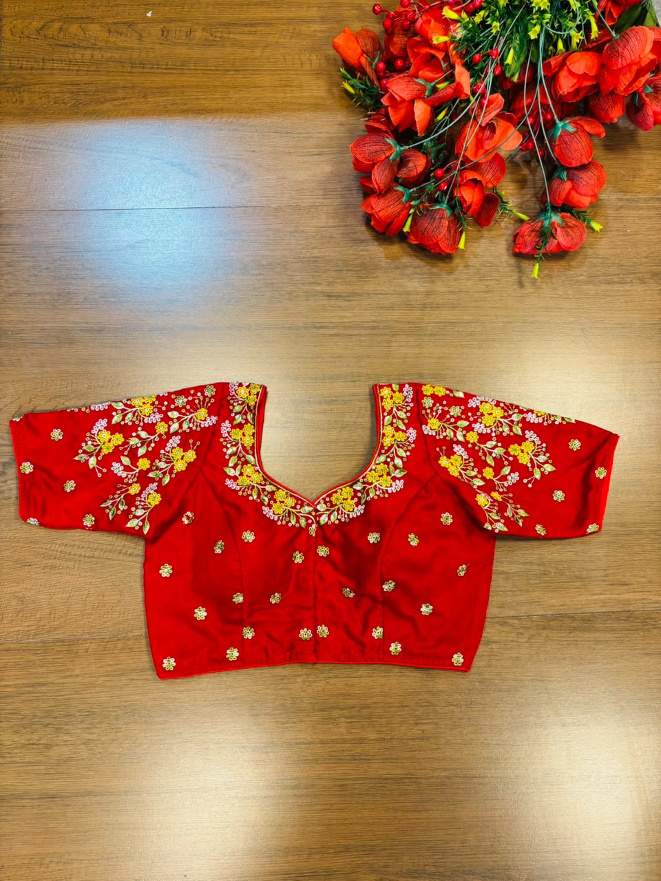 Swarna Saaz Designer Embroidery Vichitra Silk  Blouse