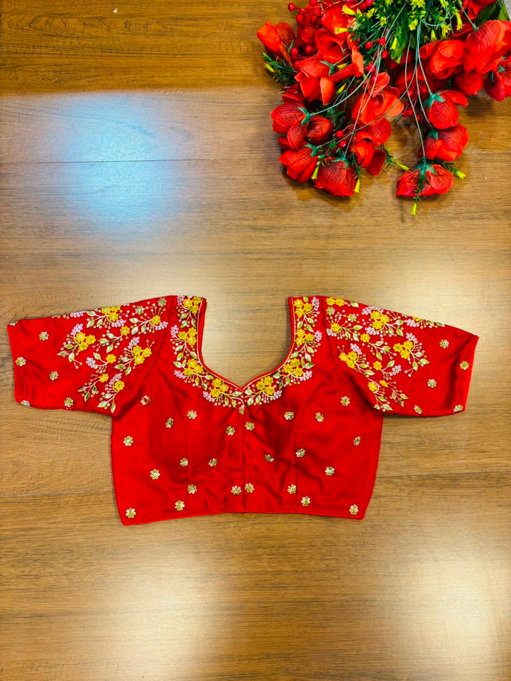 Swarna Saaz Designer Embroidery Vichitra Silk  Blouse