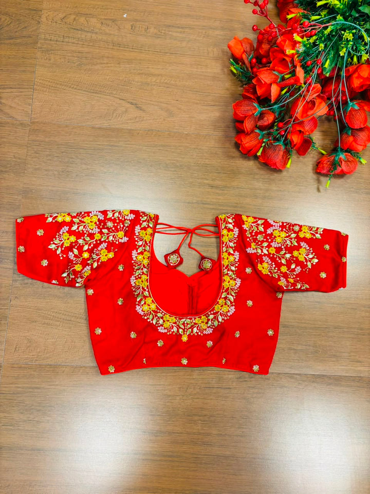 Swarna Saaz Designer Embroidery Vichitra Silk  Blouse
