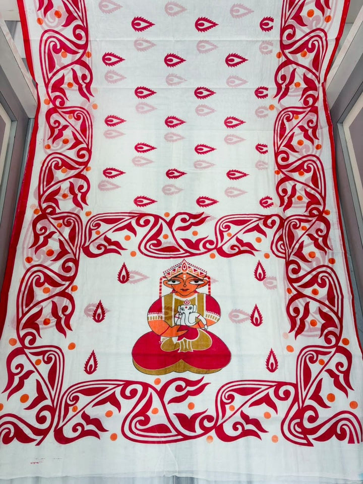 Ganesh Avahan Mul Cotton Saree with Print Work