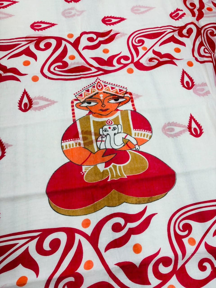 Ganesh Avahan Mul Cotton Saree with Print Work