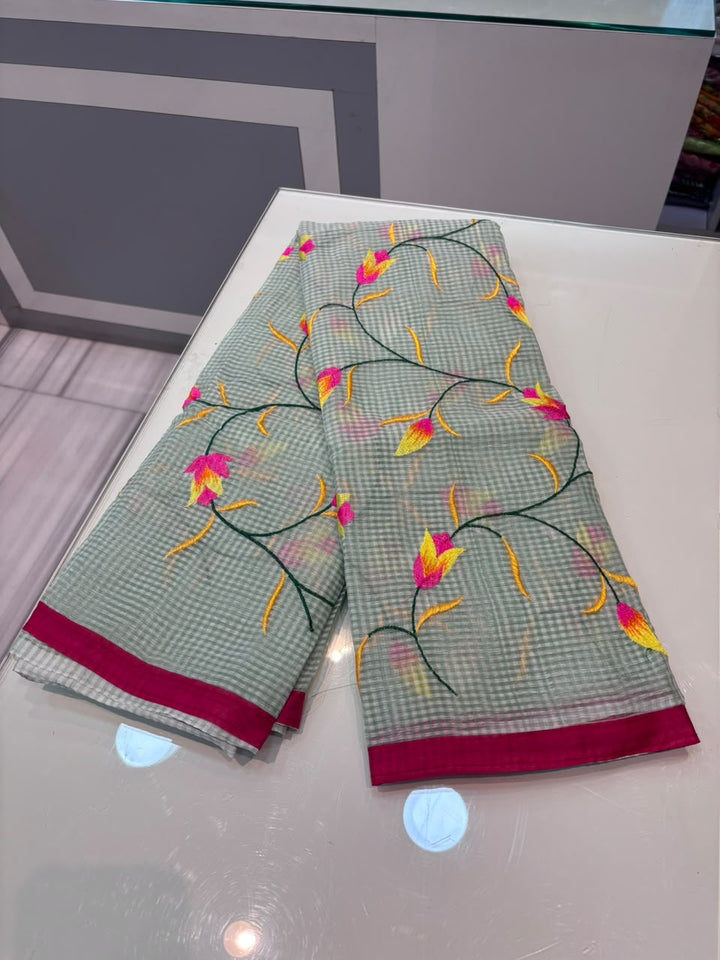 Kusum Reshom Kota Saree With Embroidery work